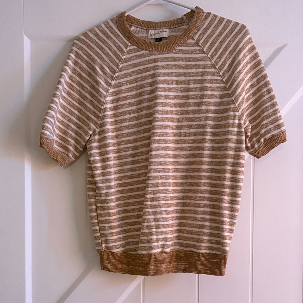 Universal Thread Tan and Cream Striped Top
